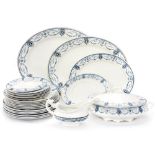 A John Maddocks and Sons blue and white cameo pattern twenty eight piece dinner set,