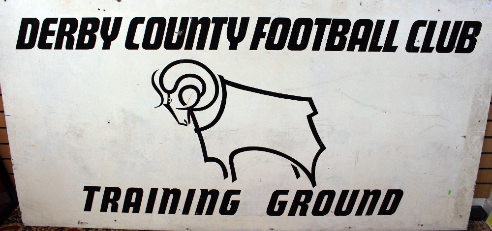 Baseball Ground Memorabilia: A "Derby County Football Club Training Ground" sign, measuring approx.