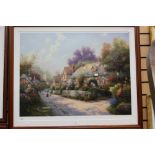 Thomas Kinkade, 1998, framed and glazed limited edition 96/1170 print 'Cobblestone Village',