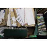 A large collection of stamps contained within three boxes, FDC's covers etc...