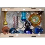 Assorted coloured and clear glassware