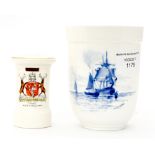 Hand painted Royal Crown Derby, blue and white beaker by WRJ Dean,