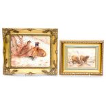 Brian Cox, two possible Royal Worcester plaques, one depicting Highland Cattle,