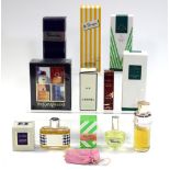 A bag containing a collection of various perfumes and cosmetics, including Chanel No 5, Panache,