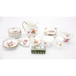 Royal Crown Derby 'posies' cream/milk jug, pin trays, strainer and stand, sugar bowl,