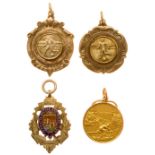 Medals: A collection of four assorted sporting medals to include: a 9ct gold medal for 'The Bristol