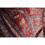 Blue ground Persian Sokrok carpet traditional medallion design,