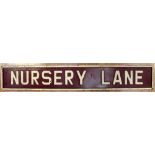 NURSERY LANE signal box plate, Lancashire and Yorkshire, wooden,