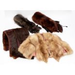 A Fox fur shrug, with dyed Squirrel stole, another stole,