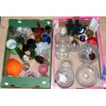 Two boxes of assorted glassware, including Studio glass, Whitefriars style, Caithness, Chance,