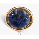 A Victorian sodalite 9ct rose gold oval brooch, length approximately 49mm,