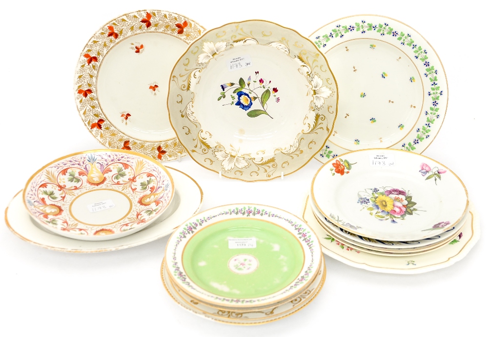 A collection of mixed early 19th Century Derby plates and later
