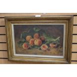 Victorian painting of peaches, signed, dated R.H.
