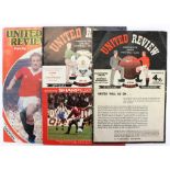 Football Programmes: A collection of three assorted Manchester United programmes to comprise: a