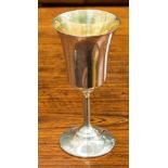 An ecclesiastical style small silver goblet or chalice, gilt interior, hallmark Birmingham 1968,