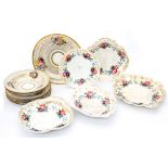 A series of 19th Century Spode fish scale flatwares and Derby floral dessert wares (two parcels)