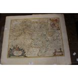 Jansson, A Map of Derbyshire, inscribed in Latin, hand coloured throughout, circa 1650,