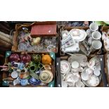 Five boxes of mixed ceramics to include one clock, Lilliput Lane,