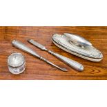 A George V Walker and Hall four piece silver backed manicure set,