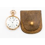 A Dewson open face gold plated pocket watch case with Waltham movement