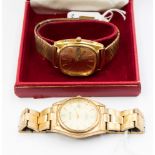 A gentlemen's Omega cased gold plated wristwatch,