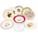 A late Victorian Osmaston Road period collection of Royal Crown Derby plate and Coalport stand (9)