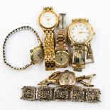 A collection of various wristwatches, including Everite, Avia, a yellow metal ladies wristwatch,