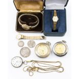 A collection of watches to include a silver ladies pocket watch, A.