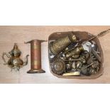 A box of brass and copperware,