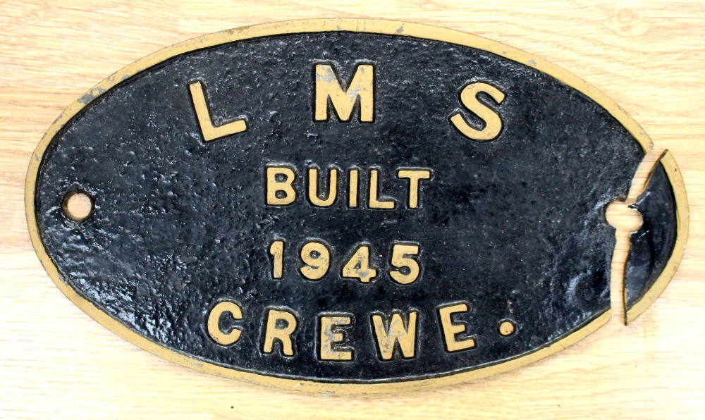 Crewe black five 1945 damaged plate,