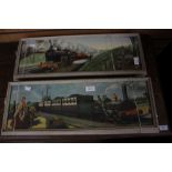 C Hamilton Ellis framed prints depicting the Lancashire and Yorkshire railway,