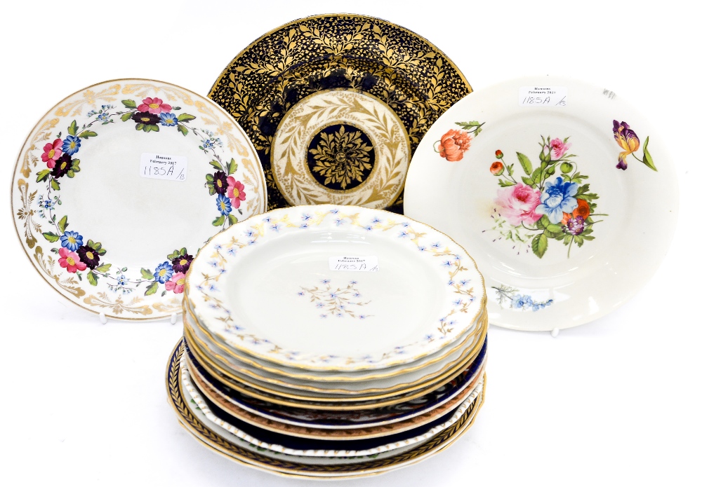 A collection of early 19th Century hand painted Derby plates