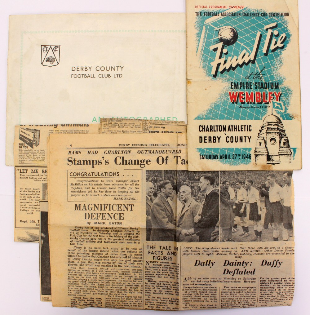 Derby County Memorabilia: A 1946 FA Cup Final programme dated 27th April 1946, - Image 2 of 2