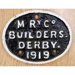 Midland Rly Derby 1919 wagon builders plate