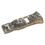 A Chinese jade axe head, carved with auspicious inscriptions,