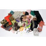 Vintage scarves and others vintage costume jewellery,