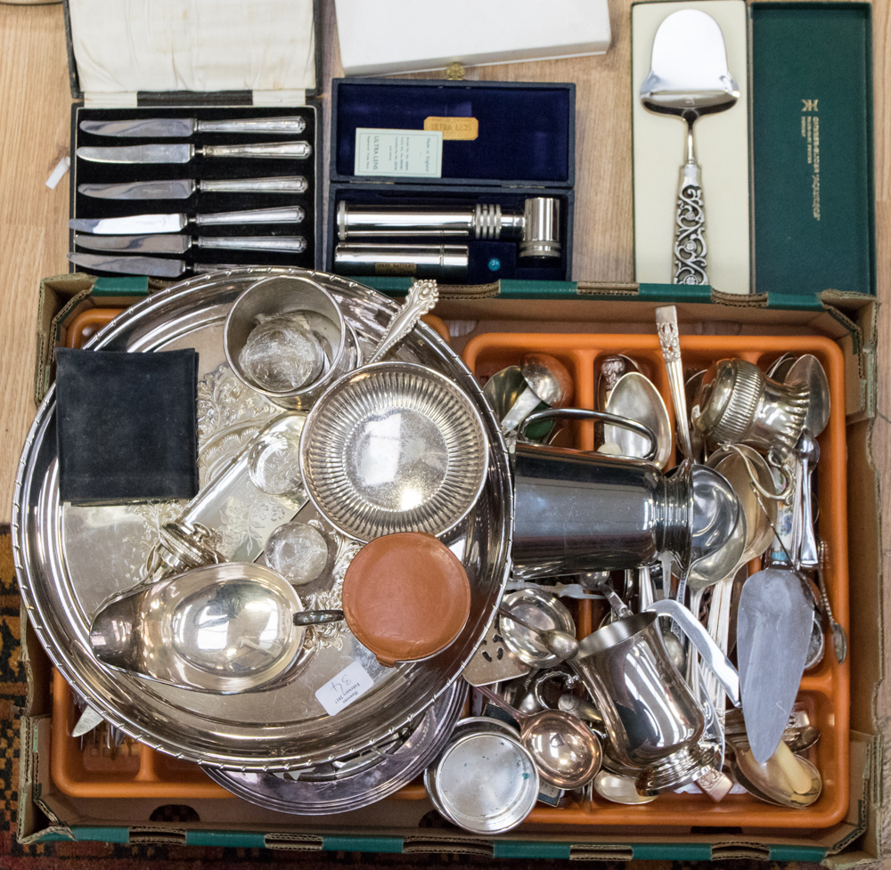 A large collection of silver plate, to include cutlery,