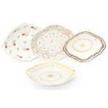 Four late 18th Century Derby lozenge shaped dishes