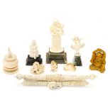 A small collection of carved Indian ivory to include, page markers and other carved ivory,