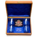A boxed set of LNWR engraved glasses, set of four reportedly from Royal train,