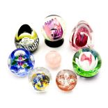 Eight assorted Caithness paperweights, to include a 1986 Domino and Royal Birthday Bouquet,