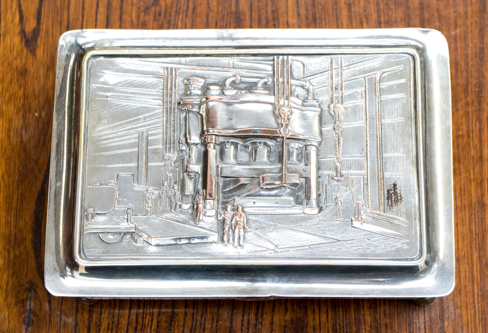 A silver plated Camel Laird embossed cigarette box