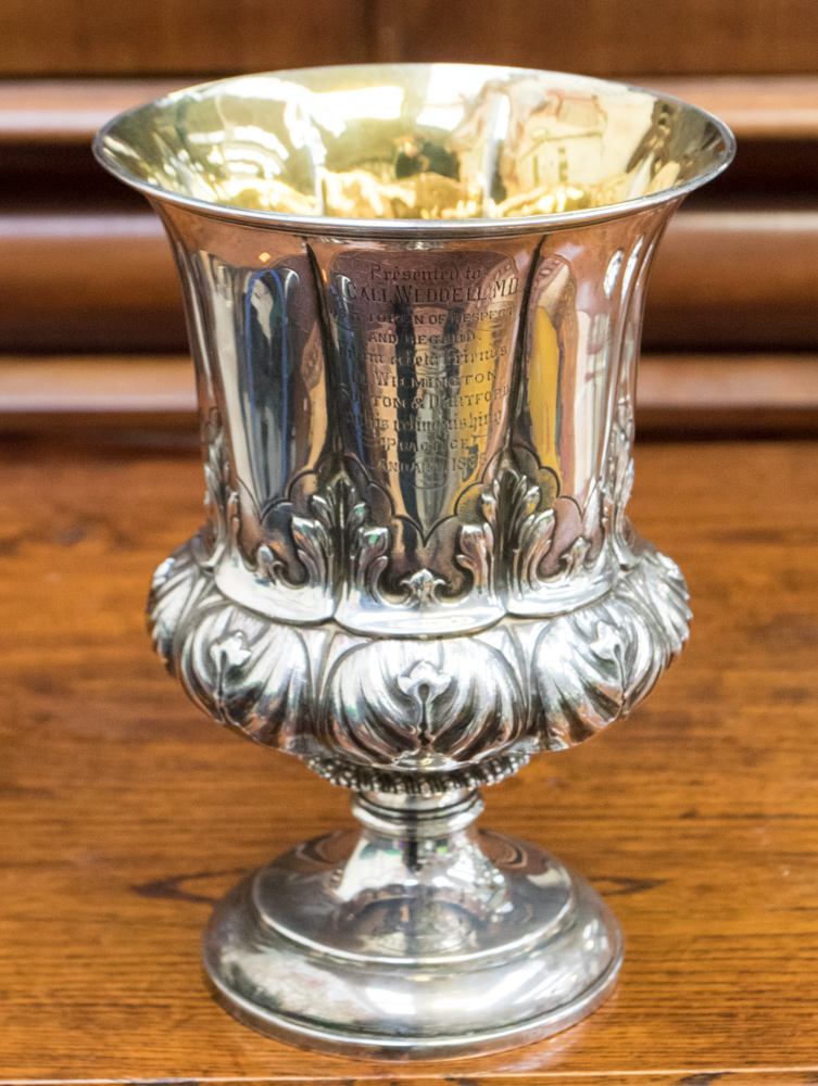 A Victorian embossed silver presentation trophy, London 1874, maker's mark indistinct,