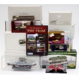 A collection of assorted model toys to include: Grand Prox - Atlas editions, Tram DVD, Day Gone,