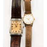 A gentlemen's Giorgio Armani wristwatch - leather strap and a vintage Ingersoll wristwatch (2)