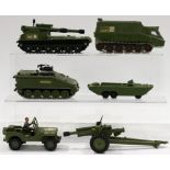 Dinky Shado 2 Dinky Mobile Gun 155 mm, a Dinky Duk Amphibian, Dinky American 105 mm gun,