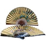 Two large decorative Oriental fans,