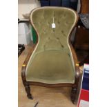 William IV mahogany spoonback chair, upholstered back and seat,