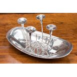 A silver four candle and tray centre piece,