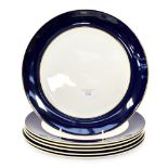 A set of six Royal Crown Derby cobalt band service plates (seconds) (6)